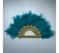 Ventaglio di piume blu africane di grandi dimensioni per donne, ventaglio di piume per matrimoni per spose, piume a doppio lato, danza delle pietre nigeriane - doppio lato 18-32 cm x 55 cm