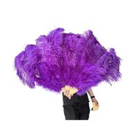 Ventaglio di Piume da Danza 13 ossa BIANCO Ventaglio di Piume Fasi Performance Spettacolo Carnevale Accessorio Spiegato 100/130 CM Lungo 60/75 Larghezza Grande Per il palcoscenico(Purple,130CM 1PCS)