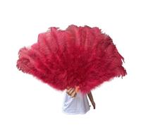 Ventaglio di Piume da Danza 13 ossa BIANCO Ventaglio di Piume Fasi Performance Spettacolo Carnevale Accessorio Spiegato 100/130 CM Lungo 60/75 Larghezza Grande Per il palcoscenico(Wine,130CM 1PCS)