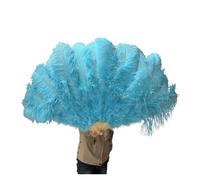 Ventaglio di Piume da Danza 13 ossa BIANCO Ventaglio di Piume Fasi Performance Spettacolo Carnevale Accessorio Spiegato 100/130 CM Lungo 60/75 Larghezza Grande Per il palcoscenico(Blue,130CM 2PCS)