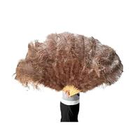 Ventaglio di Piume da Danza 13 ossa BIANCO Ventaglio di Piume Fasi Performance Spettacolo Carnevale Accessorio Spiegato 100/130 CM Lungo 60/75 Larghezza Grande Per il palcoscenico(Coffee,130CM 1PCS)