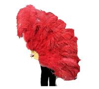 Ventaglio di Piume da Danza 130CM/100CM Ventaglio bianco grande con piume soffici 13 ossa portatile for spettacoli di danza carnevale e artigianato fai da te Per il palcoscenico(3 Red,Big Fan 1PCS)