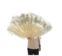 Ventaglio di Piume da Danza 130CM/100CM Ventaglio bianco grande con piume soffici 13 ossa portatile for spettacoli di danza carnevale e artigianato fai da te Per il palcoscenico(18 Beige,Big Fan 1PCS)