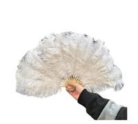 Ventaglio di Piume da Danza Ventaglio di piume bianco nero soffice 70 cm x 40 pieghevole tenuto in mano for spettacoli danza feste Puntelli fai da te Per il palcoscenico(White,2 PCS 70cmx40cm)