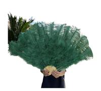 Ventaglio Di Piume Da Danza Ventaglio di piume rosse 100 * 60 cm 13 ossa Ventagli portatili pieghevoli for matrimoni Fai da te Puntelli for spettacoli teatrali Prestazione(Dark green,100CM Left 1PCS)