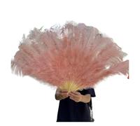 Ventaglio Di Piume Da Danza Ventaglio di piume rosse 100 * 60 cm 13 ossa Ventagli portatili pieghevoli for matrimoni Fai da te Puntelli for spettacoli teatrali Prestazione(Shrimp pink,100CM Left 1PCS)