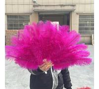 Ventaglio di piume di struzzo bianche e nere, 15 ossi, soffice ventaglio di piume per feste, celebrazioni, spettacoli, danza, teatro, accessori, 70 cm, rosa, 1 pezzo