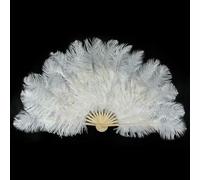 Ventaglio di piume di struzzo bianche e nere, 15 ossi soffici, per feste, celebrazioni, spettacoli, danza, teatro, accessori, 70 cm, bianco, 1 pezzo