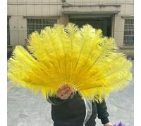 Ventaglio di piume di struzzo bianche e nere, 15 ossi soffici, per feste, celebrazioni, spettacoli, danza, teatro, accessori, 70 cm, giallo, 2 pezzi