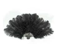 Ventaglio di piume di struzzo bianche e nere, 15 ossi soffici, per feste, celebrazioni, spettacoli, danza, teatro, accessori, 70 cm, nero, 2 pezzi