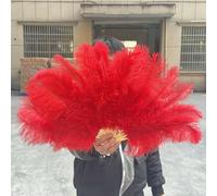 Ventaglio di piume di struzzo bianche e nere, 15 ossi soffici, per feste, celebrazioni, spettacoli, danza, teatro, accessori, 70 cm, rosso, 2 pezzi