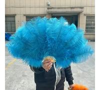 Ventaglio di piume di struzzo bianche e nere, 15 ossi soffici, per feste, celebrazioni, spettacoli, danza, teatro, accessori, 70 cm, blu, 2 pezzi