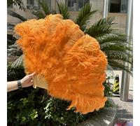 Ventaglio di piume di struzzo bianche e rosse 13Bone 1 e 2 pezzi Ventaglio di piume soffici e pieghevoli per grandi spettacoli sul palco Accessori per piume - arancione - 130 cm 2 pezzi