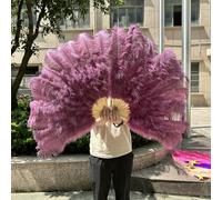 Ventaglio di piume di struzzo con 13 ossa, grande rosa, per feste, spettacoli, danza, accessori, piume, artigianato, fai da te, ventaglio di piume pieghevole, 2 misure, 44 viola, 2 pezzi, 130 cm
