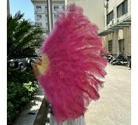 Ventaglio di piume di struzzo grande con 13 ossa, 90 cm, 130 cm, per costumi da ballerina di burlesque, Halloween, manici, artigianato, ventagli all'ingrosso, rosso anguria, 90 cm, 2 pezzi