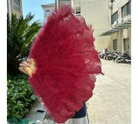 Ventaglio di piume di struzzo grande con 13 ossa, 90 cm, 130 cm, per costumi da ballerina di burlesque, Halloween, manici, artigianato, ventagli all'ingrosso, bordeaux, 90 cm, 2 pezzi