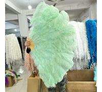 Ventaglio di piume di struzzo grande con 13 ossa, 90 cm, 130 cm, per costumi da ballerina di burlesque, Halloween, manici, artigianato, ventagli all'ingrosso, verde menta, 130 cm, 2 pezzi