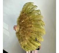 Ventaglio di piume di struzzo grande con 13 ossa, 90 cm, 130 cm, per costumi da ballerina di burlesque, Halloween, manici, artigianato, ventagli all'ingrosso, verde oliva, 130 cm, 2 pezzi