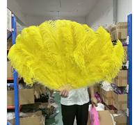 Ventaglio di piume di struzzo grande da 100 cm e 130 cm, 13 ossi rossi, da tenere in mano, per feste, matrimoni, carnevale, ballerini, accessori per spettacoli - Giallo - 100 cm, 10 pezzi