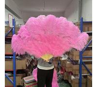 Ventaglio di piume di struzzo grande da 100 cm e 130 cm, 13 ossi, rosso, da tenere in mano, per feste, matrimoni, carnevale, ballerini, accessori per spettacoli, rosa scuro, 100 cm, 10 pezzi