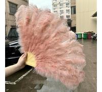 Ventaglio di piume di struzzo rosso grande da 130 cm per danza del ventre pasquale, spettacoli sul palco, soffice ventaglio di piume con 13 ossi, portatile, artigianato, ventagli-52-2 pezzi 100 cm 1