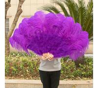 Ventaglio di piume di struzzo rosso soffice da 130 cm con 13 ossa per spettacoli di danza di carnevale e matrimoni, ventaglio di piume grandi, viola, 2 pezzi, sinistra e destra