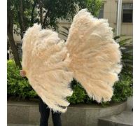 Ventaglio di piume di struzzo, ventaglio di piume di struzzo pieghevole, accessorio a mano per danza, multicolore, grande e piccolo, varie misure (19 Champagne,Small Fan 1Pair(Two))