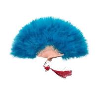 Ventaglio di piume marabù struzzo, ventagli danza pieghevoli 50 * 30 cm lanugine passerella for feste colorate(Color 16)