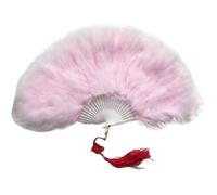 Ventaglio di piume marabù struzzo, ventagli danza pieghevoli 50 * 30 cm lanugine passerella for feste colorate(Color 13)