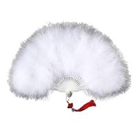 Ventaglio di piume marabù struzzo, ventagli danza pieghevoli 50 * 30 cm lanugine passerella for feste colorate(Color 1)