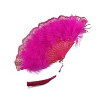 Ventaglio di piume marabù struzzo, ventaglio pizzo vintage ventagli pieghevoli morbidi e soffici con danza nappe(Color G)