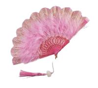 Ventaglio di piume marabù struzzo, ventaglio pizzo vintage ventagli pieghevoli morbidi e soffici con danza nappe(Color H)