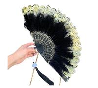 Ventaglio di piume, Ventaglio di piume marabù struzzo, ventagli tacchino(Black)
