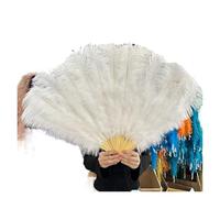 Ventaglio di piume, Ventaglio di piume marabù struzzo, ventaglio 100 * 60 cm 13 ventagli portatili pieghevoli for matrimoni(White,100CM 2PCS)