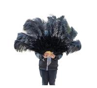 Ventaglio di piume, Ventaglio di piume marabù struzzo, ventaglio 100 * 60 cm 13 ventagli portatili pieghevoli for matrimoni(Black,100CM Right 2PCS)