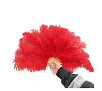 Ventaglio di piume, Ventaglio di piume marabù struzzo, ventaglio piegato a mano da 70 cm x 40(Red,1 PCS 70cmx40cm Left)