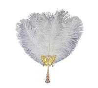 Ventaglio di piume Ventaglio di piume pavone bianco squisito, for spettacoli teatrali, feste, accessori, stile cinese, for donne e bambini(Style B)