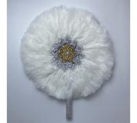 Ventaglio di piume, Ventaglio di piume portatile pieghevole, ventaglio da sposa con piuma tacchino a doppia faccia e manico in oro, colori assortiti 40 cm x 52(Double Side1)