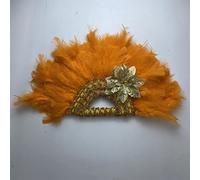 Ventaglio di piume, Ventaglio di piume portatile pieghevole, ventaglio da sposa con piuma tacchino a doppia faccia e manico in oro, colori assortiti 40 cm x 52(Double Side41)