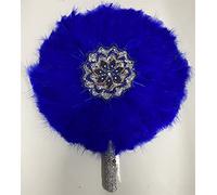 Ventaglio di piume, Ventaglio di piume portatile pieghevole, ventaglio da sposa con piuma tacchino a doppia faccia e manico in oro, colori assortiti 40 cm x 52(Double Side12)