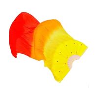 ventaglio in bambù per danza del ventre, Ventagli di velo a 14 costole in seta imitata di bambù for danza del ventre, confezione da 2, multicolore, 1-1,8 m(Total length 1.8 meter orange red)