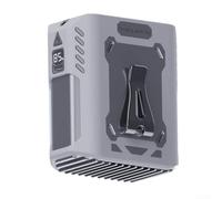 Ventaglio indossabile con clip in vita, 3 in 1, ricaricabile, per il collo, portatile, con display digitale, per allenamento all'aperto (grigio)