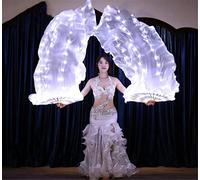 Ventaglio per Danza del Ventre A LED in Seta al 100%, Accessori per Spettacoli di Danza del Ventre, Ventagli per Danza del Ventre per Spettacoli All'aperto, B
