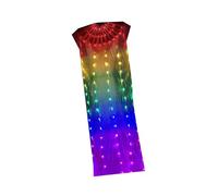 Ventaglio per danza del ventre in seta illuminato a LED, arcobaleno, lungo | L'arcobaleno flessibile accende il velo piegante lungo del fan per la notte e la celebrazione