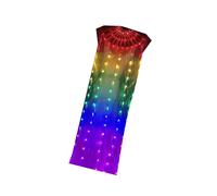 Ventaglio per danza del ventre in seta illuminato a LED, arcobaleno lungo | L'arcobaleno flessibile accende il velo piegante lungo del fan per la notte e la celebrazione