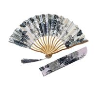 Ventaglio pieghevole con nappe cinesi antichi stili floreali ventilatore palmare per la decorazione domestica e spettacoli teatrali telaio in bambù