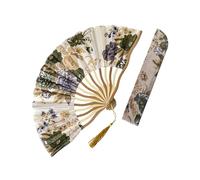 Ventaglio pieghevole con nappe cinesi antichi stili floreali ventilatore palmare per la decorazione domestica e spettacoli teatrali portatile