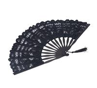 Ventaglio Pieghevole con Ossa di bambù in Pizzo Sacro, Regalo Decorativo Squisito, Portatile Leggero per Il Tea Party da Concerto (Black)