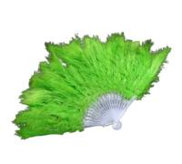 Ventaglio pieghevole con piume colorate, ventaglio con piume artificiali, realizzato a mano, classico, decorazione elegante, per feste di danza, vintage, ventaglio con piume (verde)