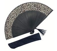 Ventaglio pieghevole con stampa leopardata,Ventagli pieghevole con borsa